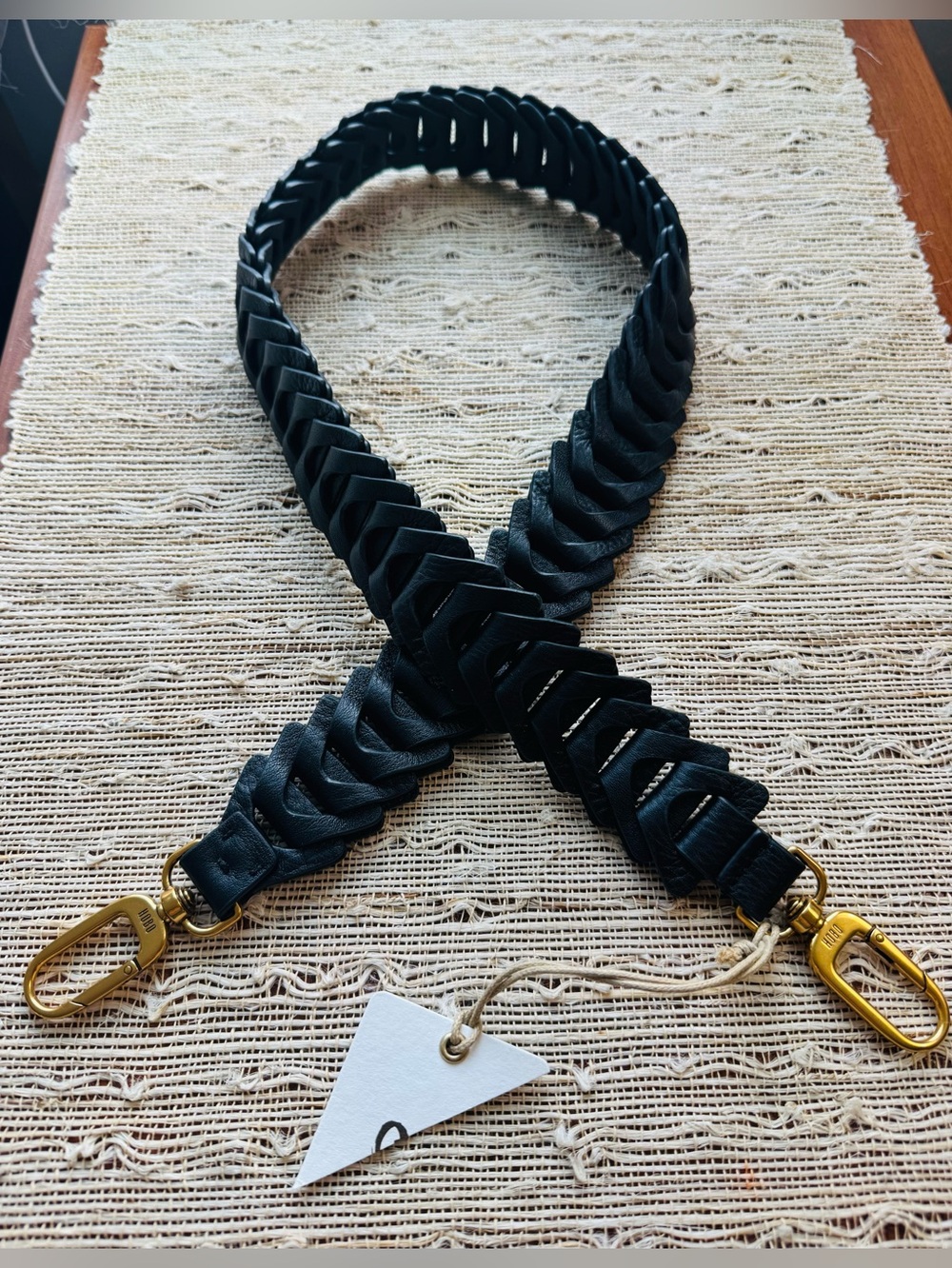 HOBO Leather Link Strap Black Braided Leather Replacement Strap for Purse Tote